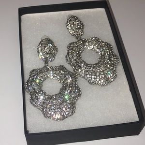 Bebe Large Rhinestone Earrings with Box